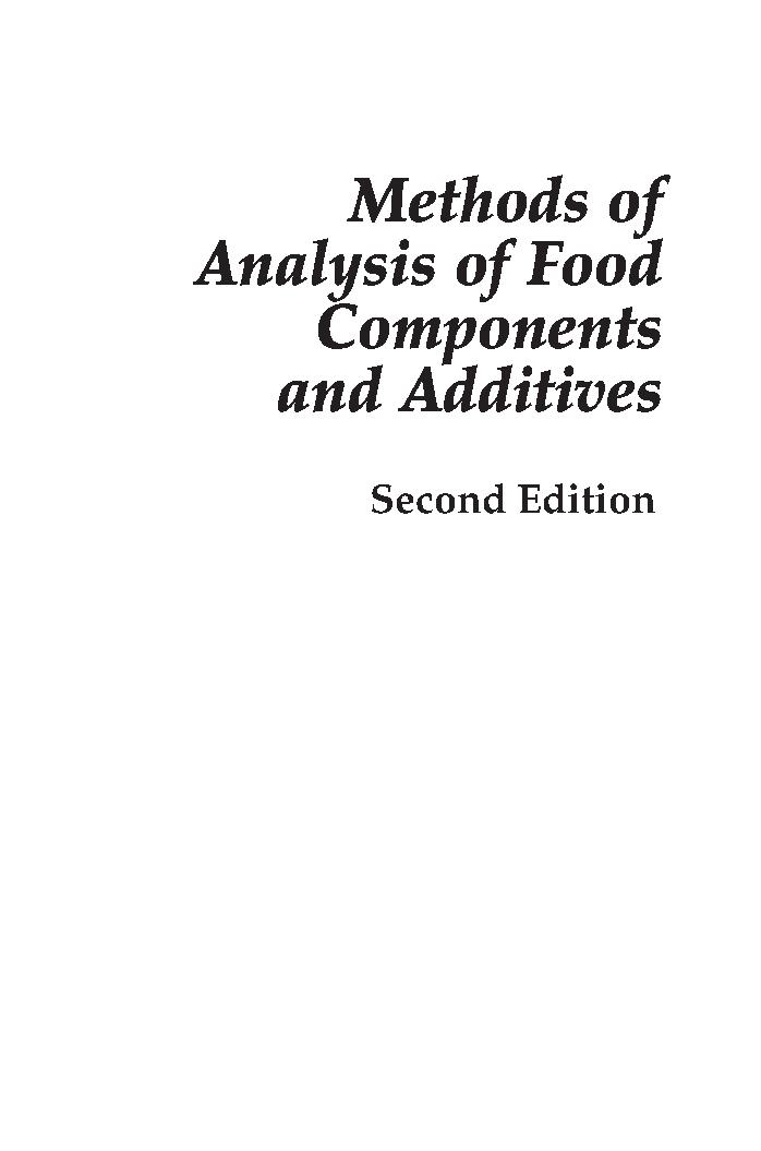 Methods of Analysis of Food Components and Additives