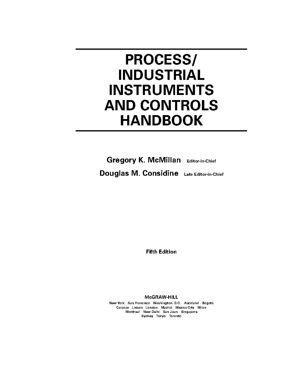 Process/industrial instruments and controls handbook