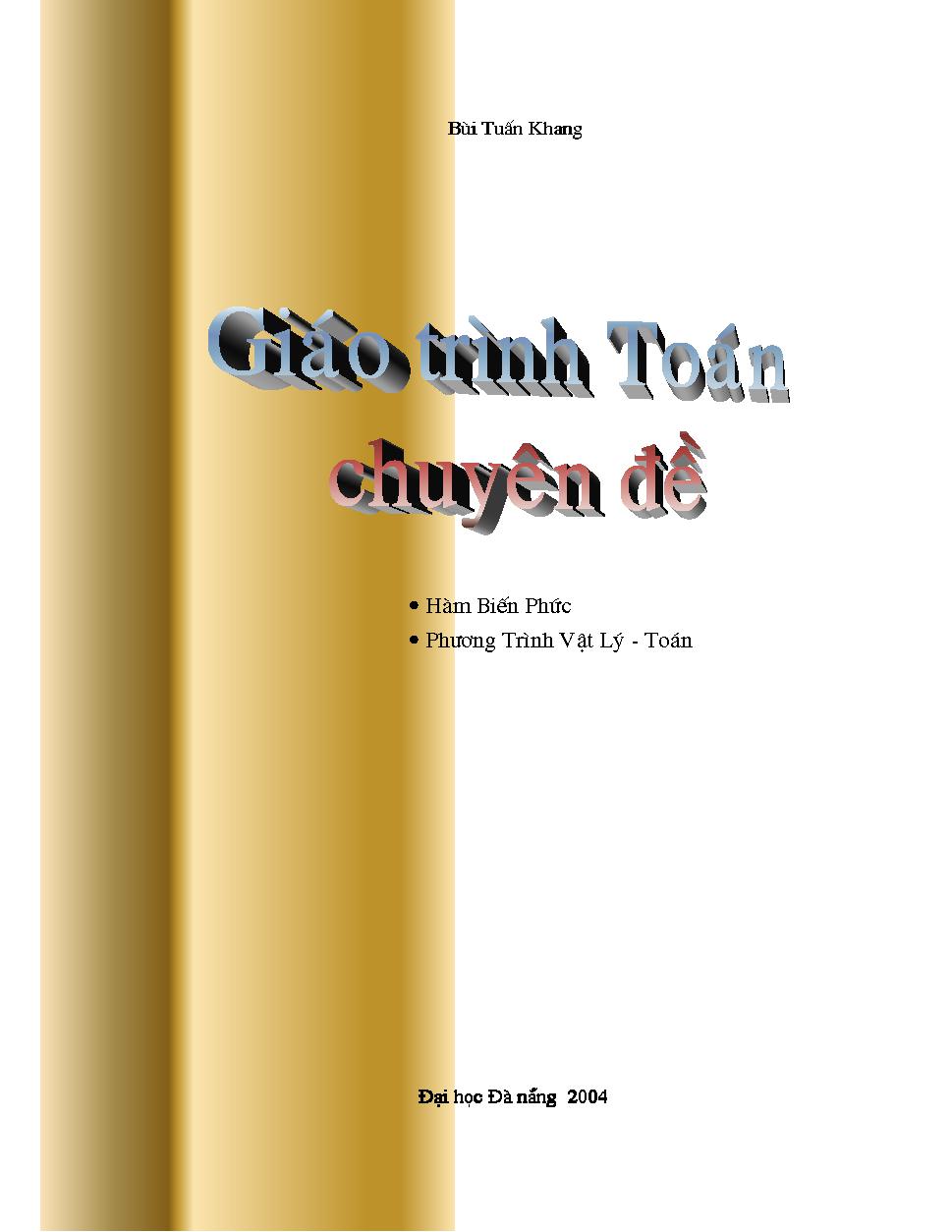 Giáo trình toán chuyên đề