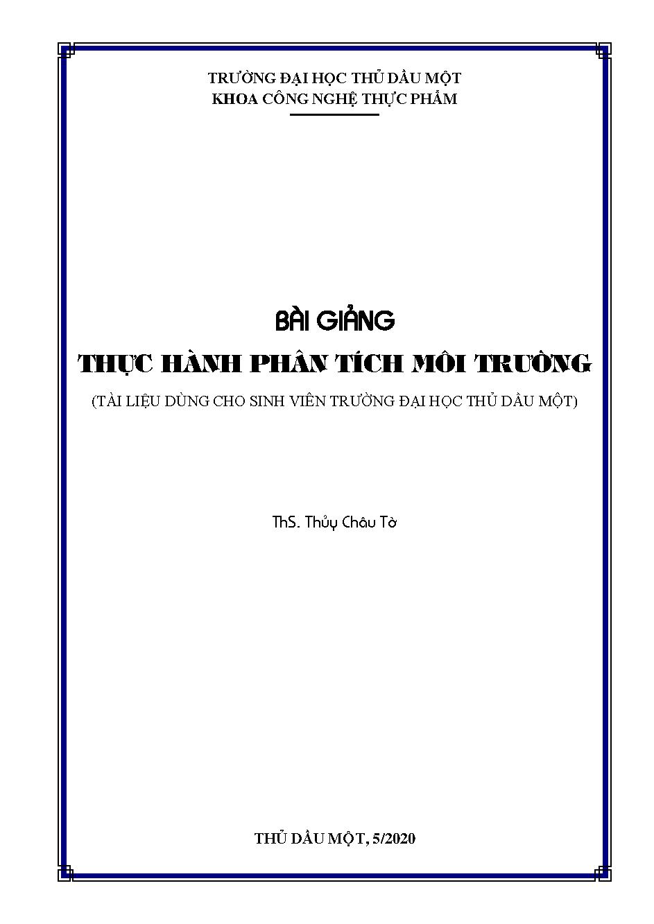 Bài giảng thực hành phân tích môi trường