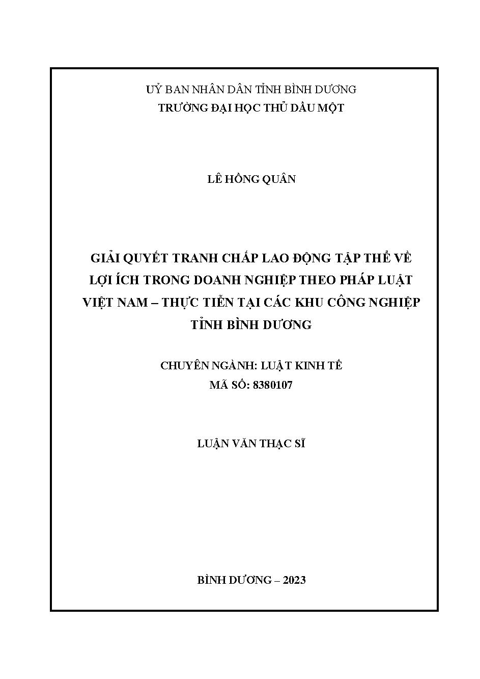 Giải quyết tranh chấp lao động tập thể về lợi ích trong doanh nghiệp theo pháp luật Việt Nam