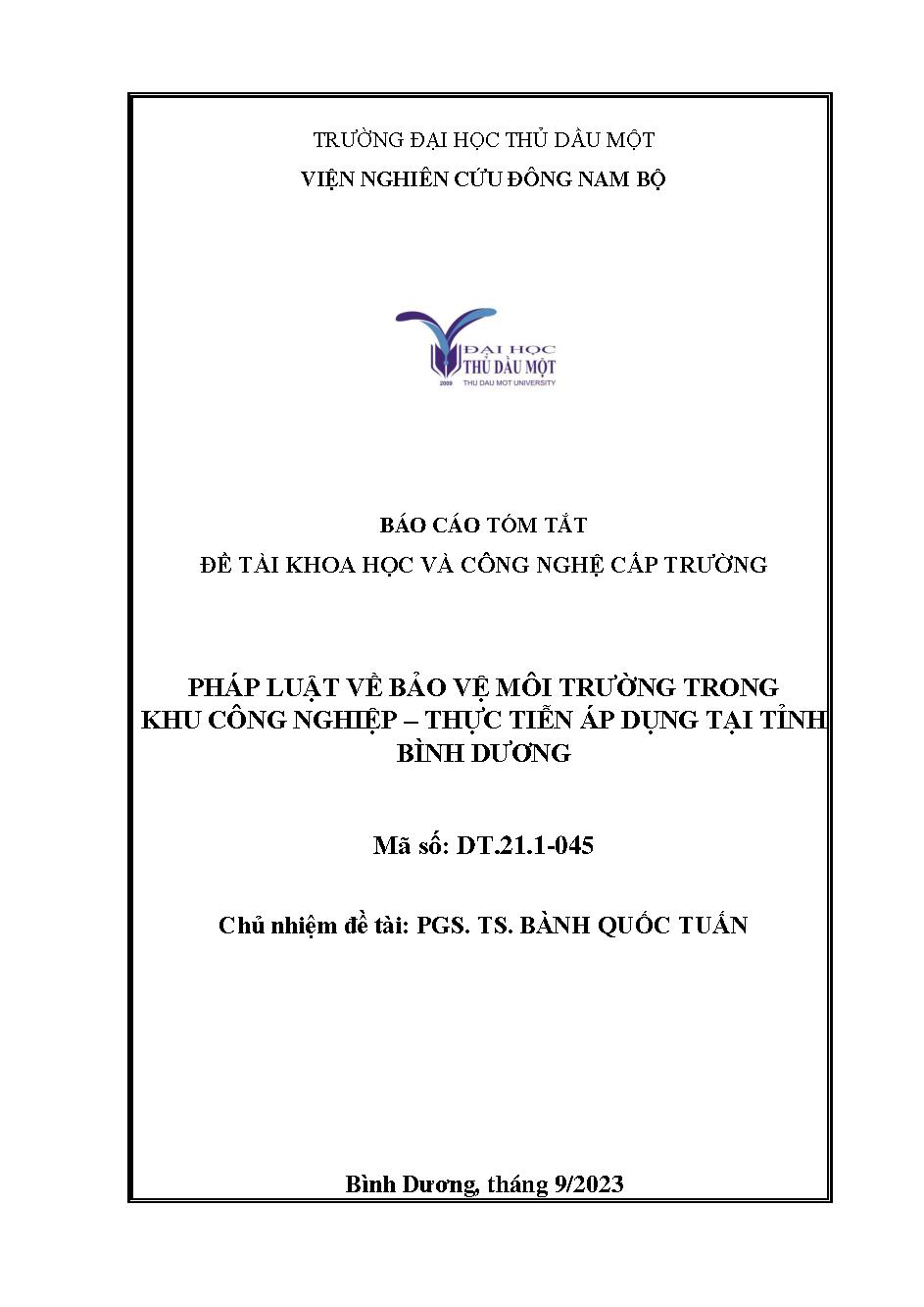 Pháp luật về bảo vệ môi trường trong khu công nghiệp